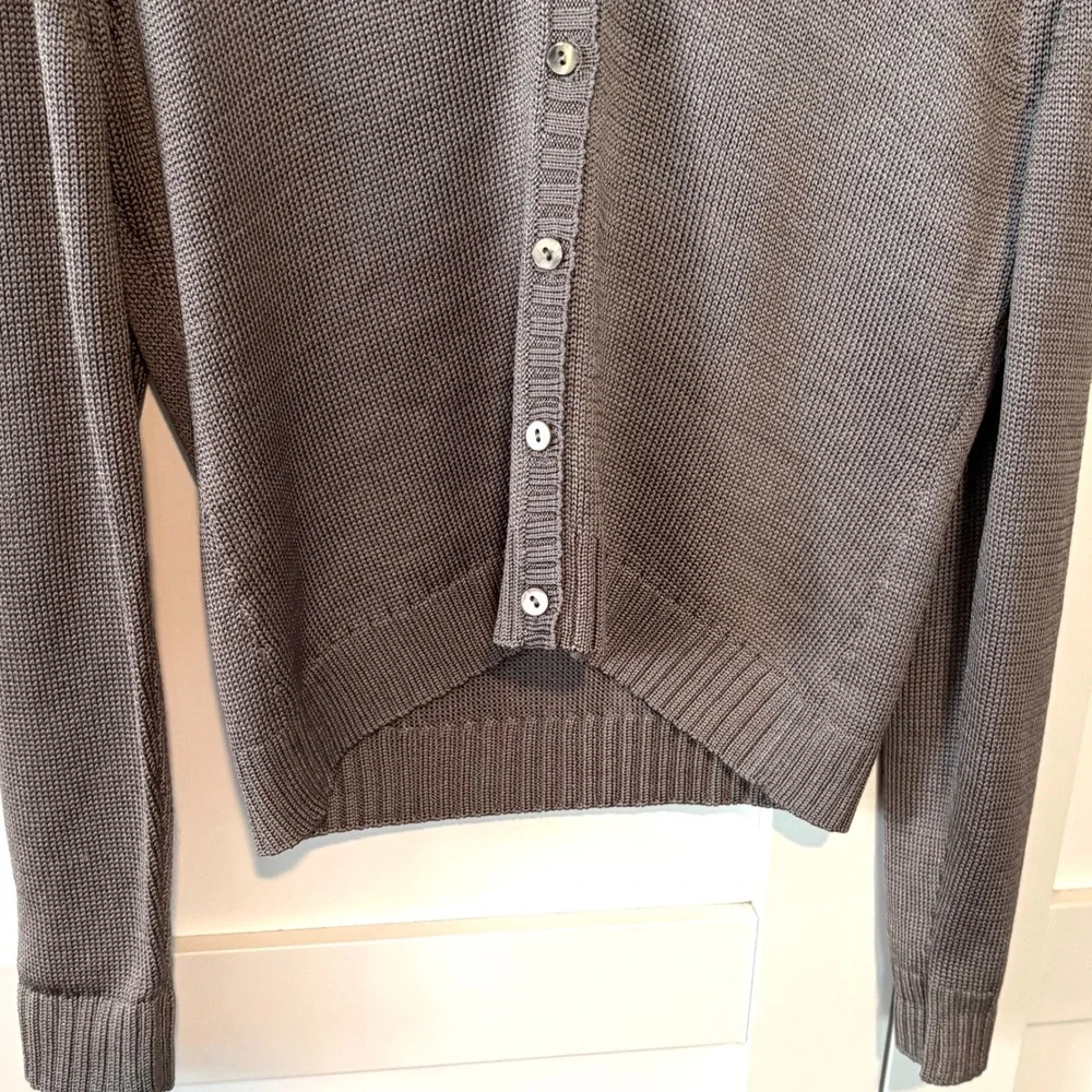 The Works Saks Fifth Avenue Grey Vintage Luster Silk Cardigan‎ in Size L